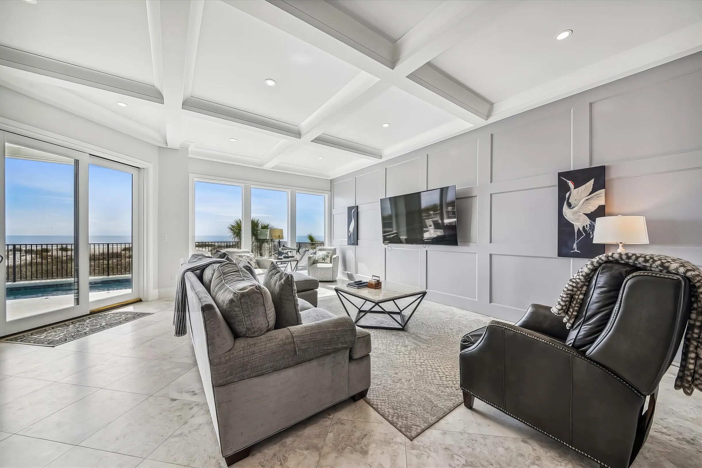 Luxury living room with ocean view in Naples