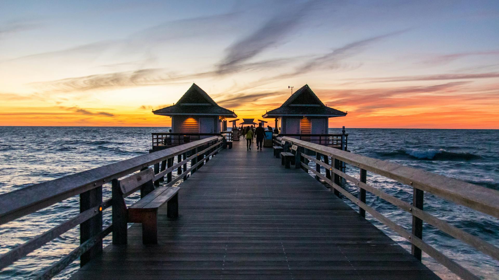 Naples Pier at sunset in Naples, Florida